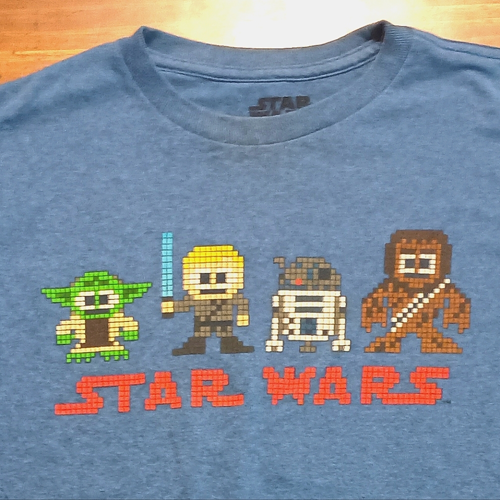 STAR WARS 8-BIT T-SHIRT - Kids Lg // Minecraft cube retro video game style tee